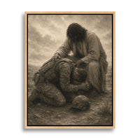 Jesus Praying Over Soldier - Canvas