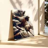 Jesus Protecting Lamb from Wolves - Canvas