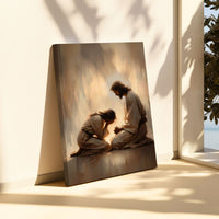 Girl Crying with Jesus - Canvas