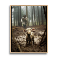 Jesus Running after a Lost Lamb - Canvas