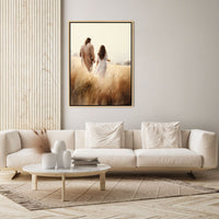 Jesus Walking With a Woman - Canvas