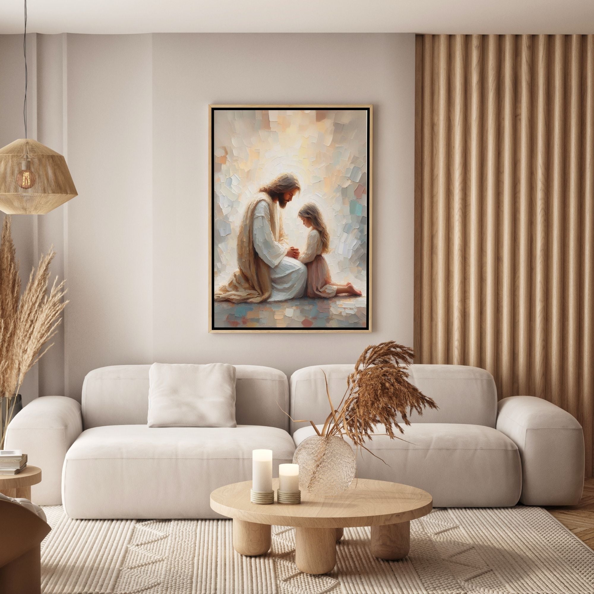 Jesus Praying With Little Girl - Canvas