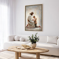 Jesus Praying With Little Boy - Canvas