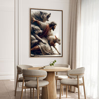 Jesus Protecting Lamb from Wolves - Canvas