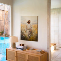 Jesus Walking in a Field - Canvas