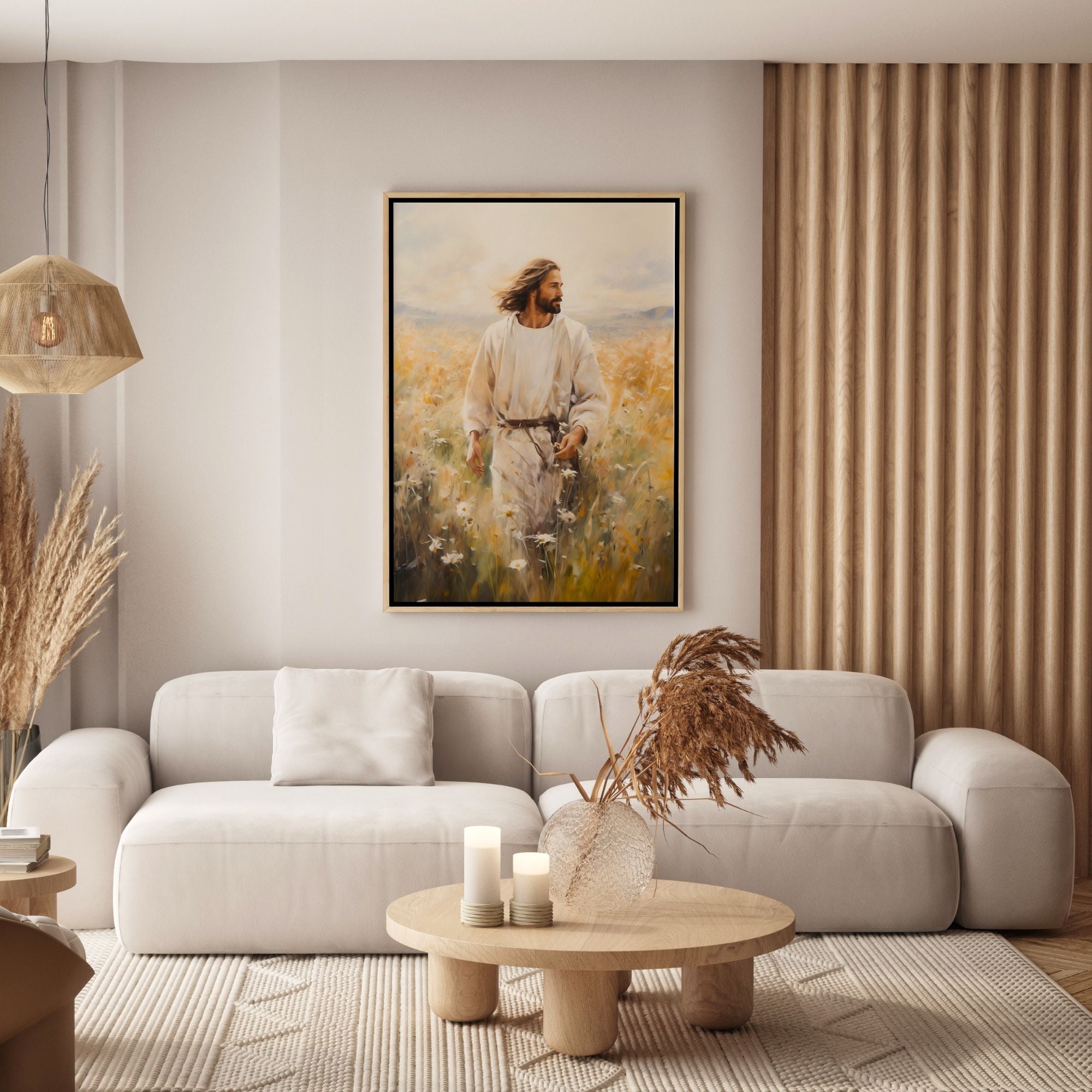 Jesus Walking in a Field - Canvas